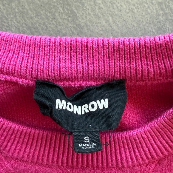 Monrow Pink Crew Neck Pull Over Sweater - Picture 5 of 7